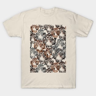 Seamless pattern illustration abstract graphic tiger faces art T-Shirt